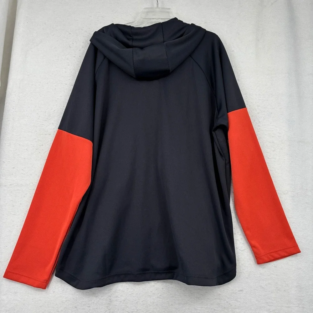 Adidas Hoodie Jacket Mens 2XL Grey Orange Colorblock Full Zip Raglan Pockets